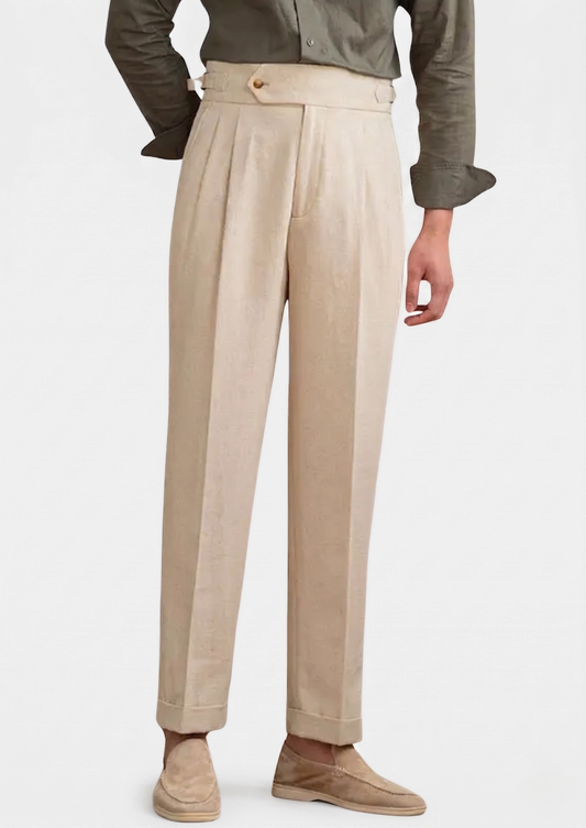 Napoli Pleated Coastal Trousers - Sand