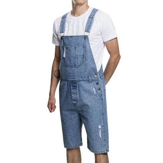 Vintage Ripped Denim Shorts Overalls