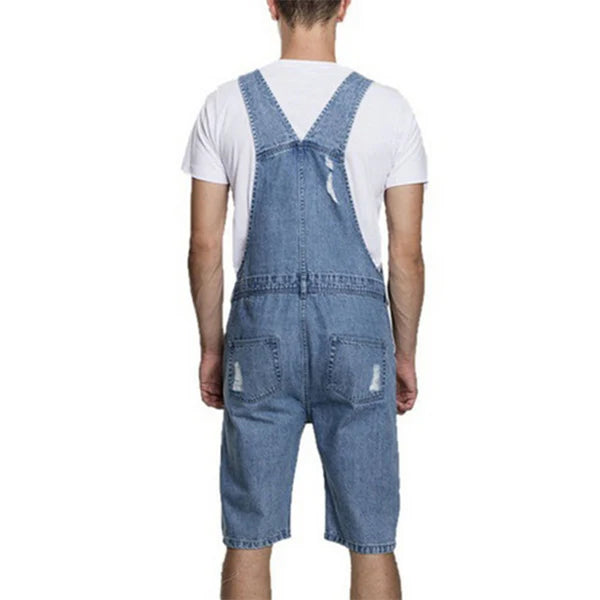 Vintage Ripped Denim Shorts Overalls