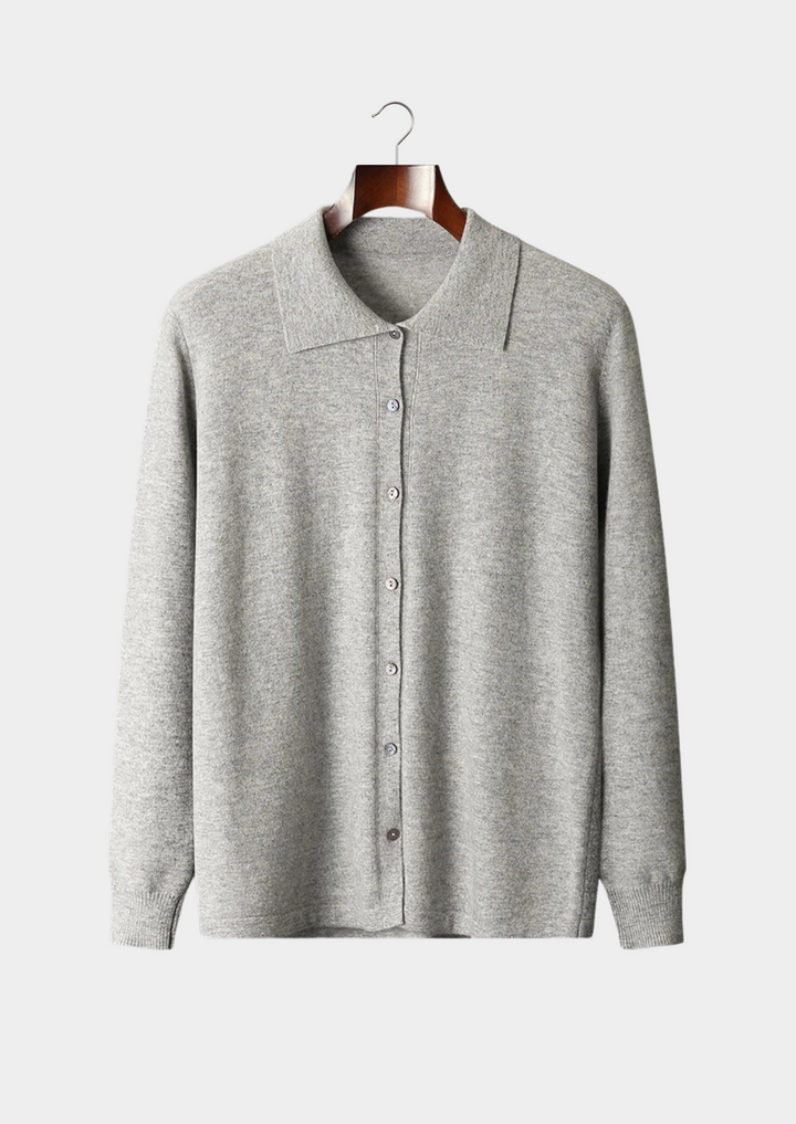 Pure Extra-Fine Merino Wool Polo Cardigan