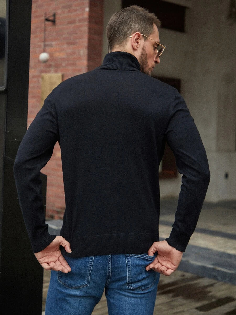 Homme  Solid Turtleneck Sweater - DUVAL