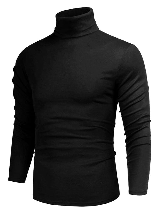 Men Solid Turtleneck Tee