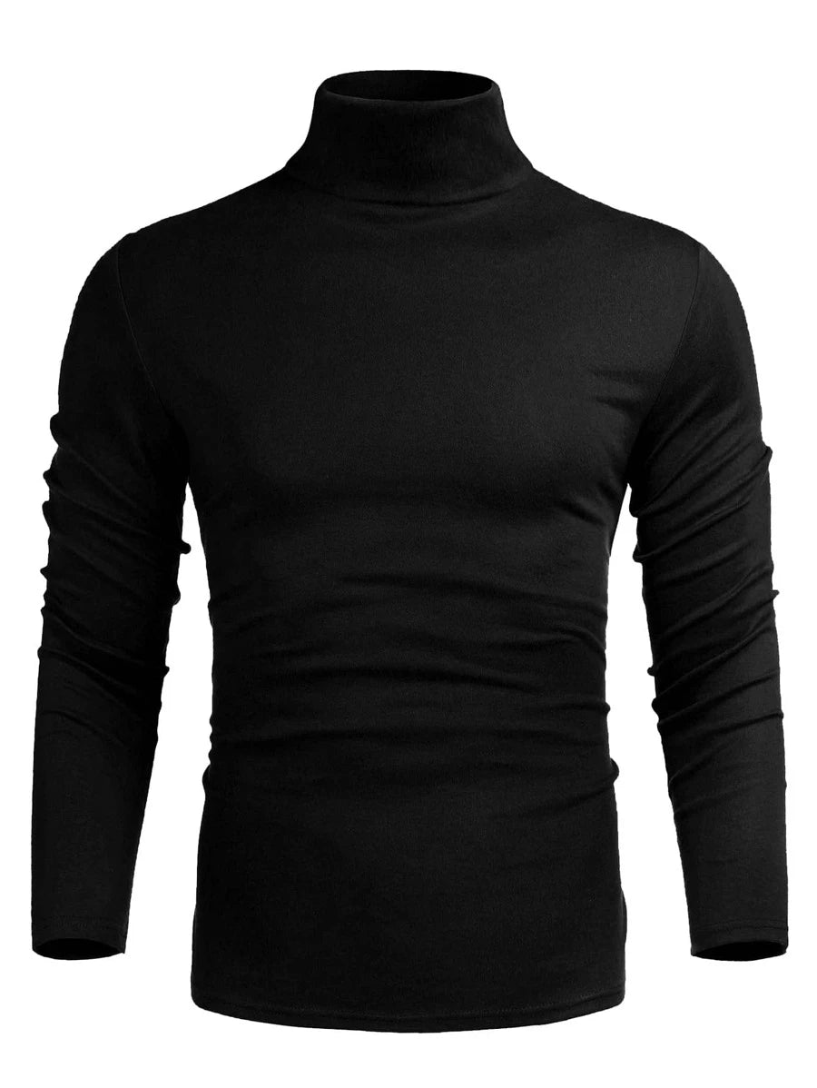 Men Solid Turtleneck Tee