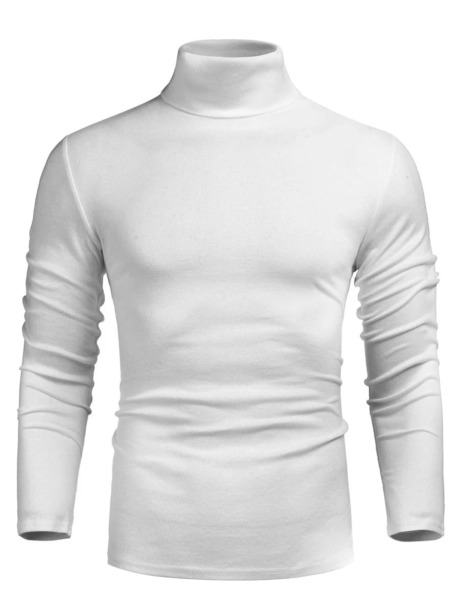 Men Solid Turtleneck Tee