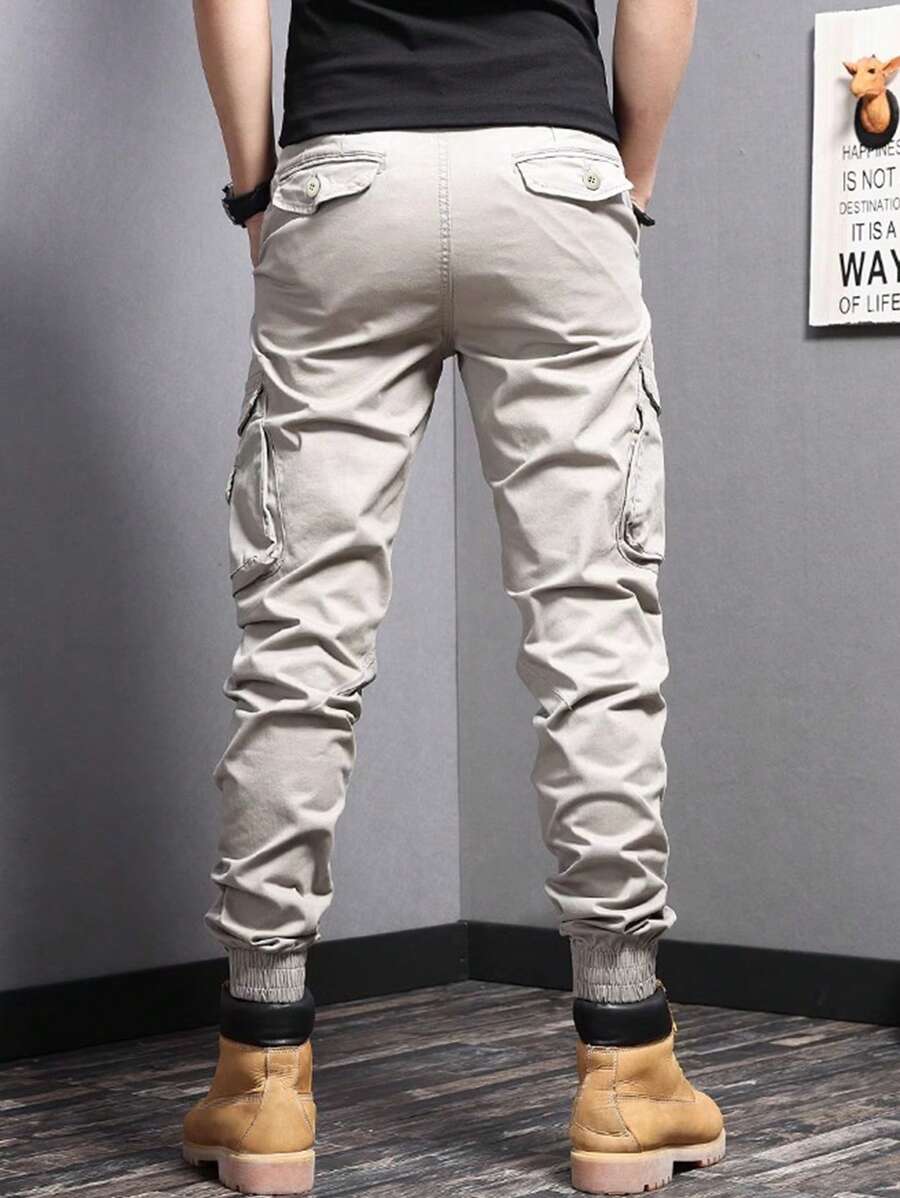 Men Flap Pocket Side Cargo Pants