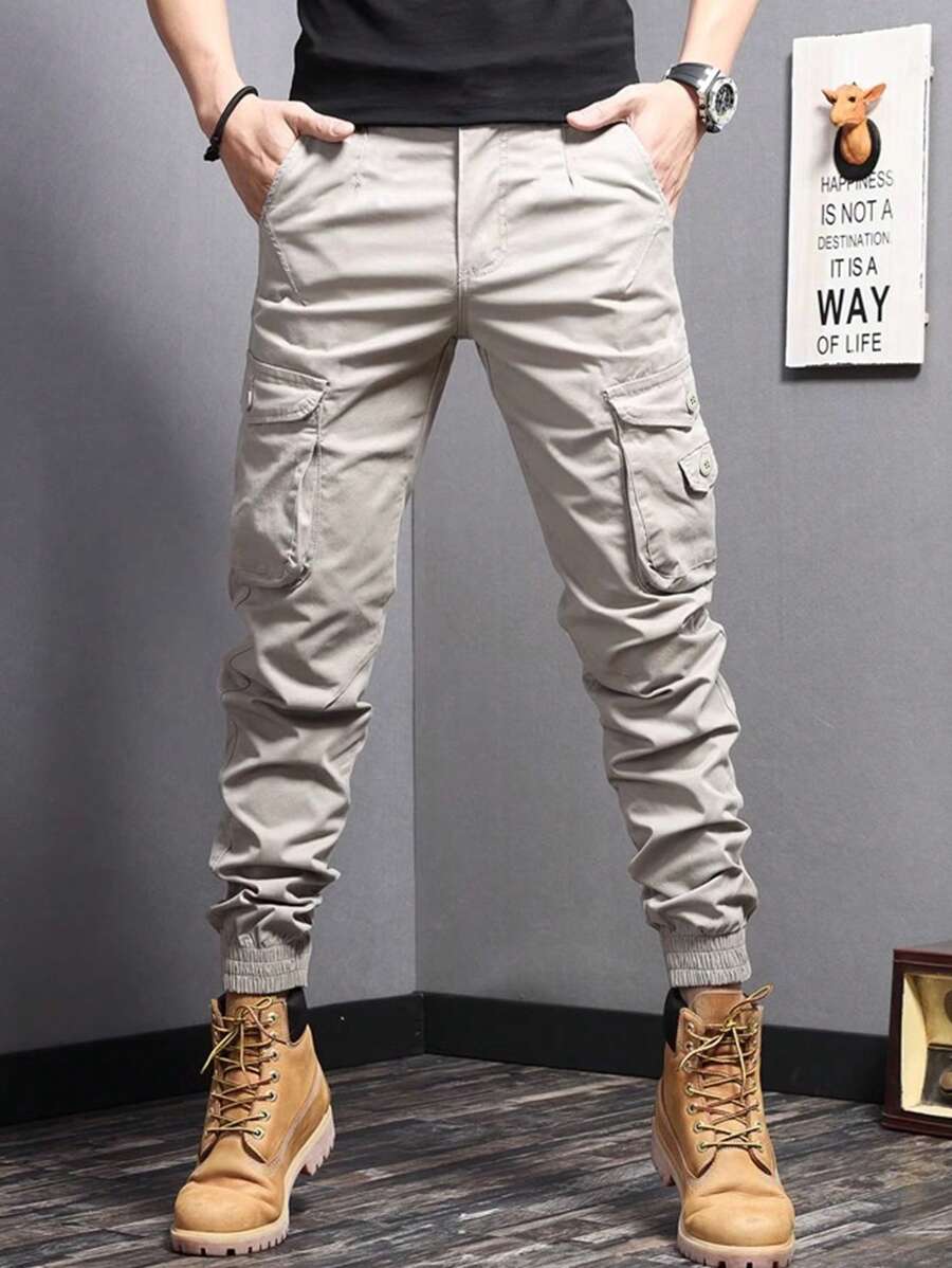 Men Flap Pocket Side Cargo Pants