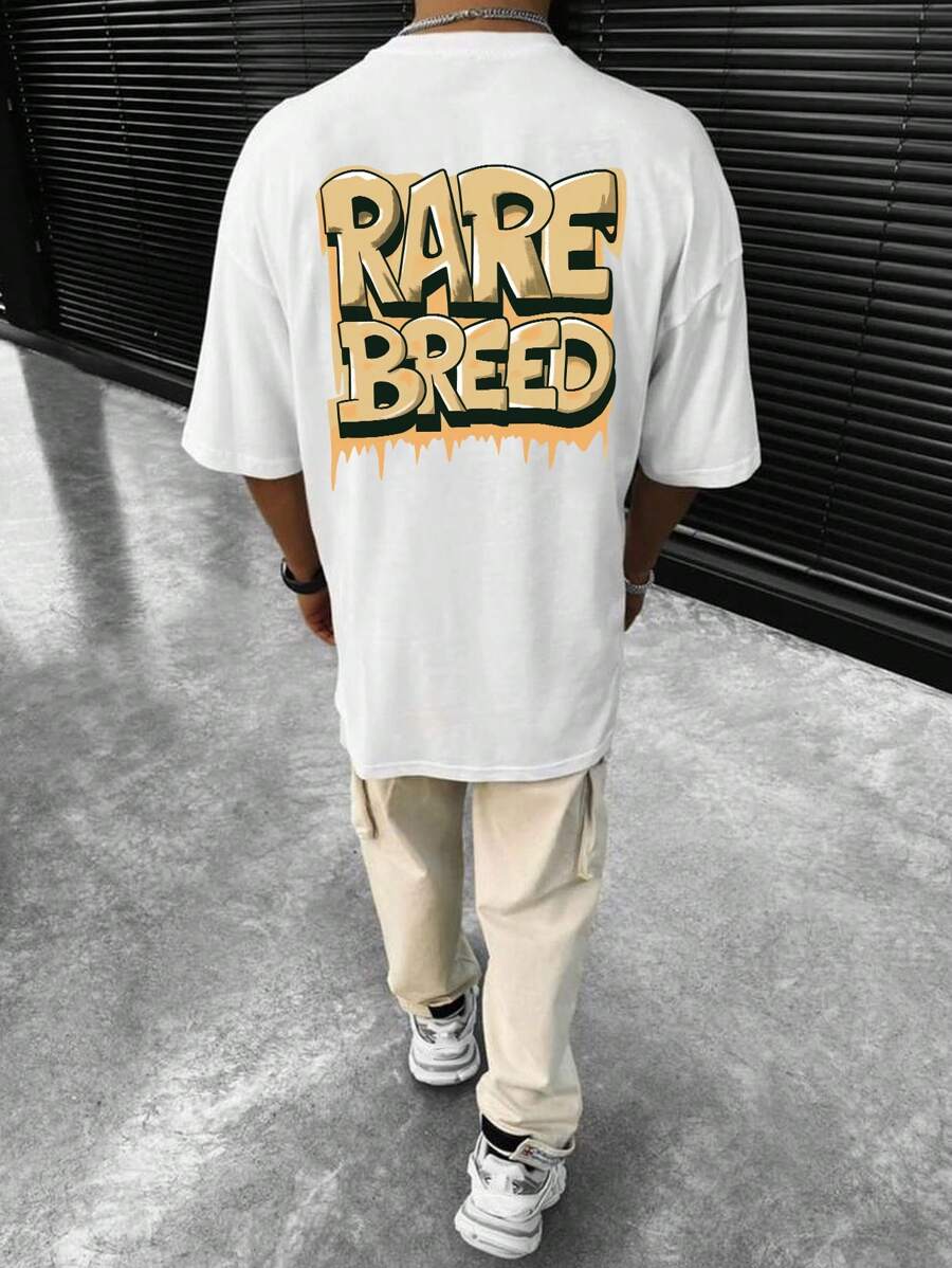 Homme  Slogan Graphic Drop Shoulder Tee - DUVAL