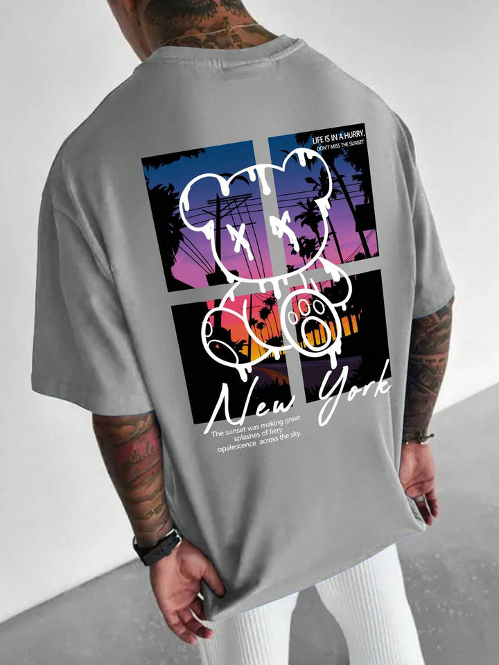 EMRG  Cartoon Bear &amp; Slogan Graphic Tee - DUVAL