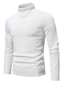 Homme Men Solid Turtleneck Sweater