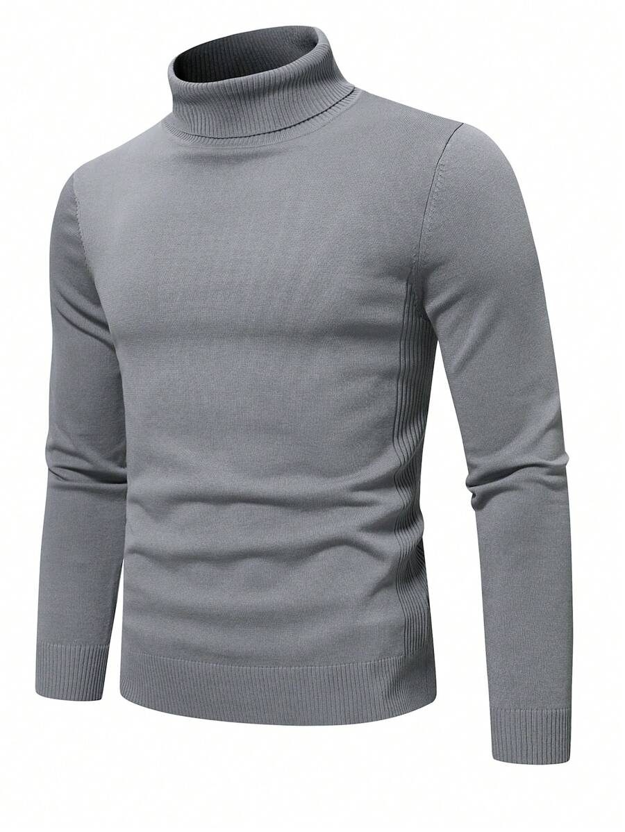 Homme Men Solid Turtleneck Sweater