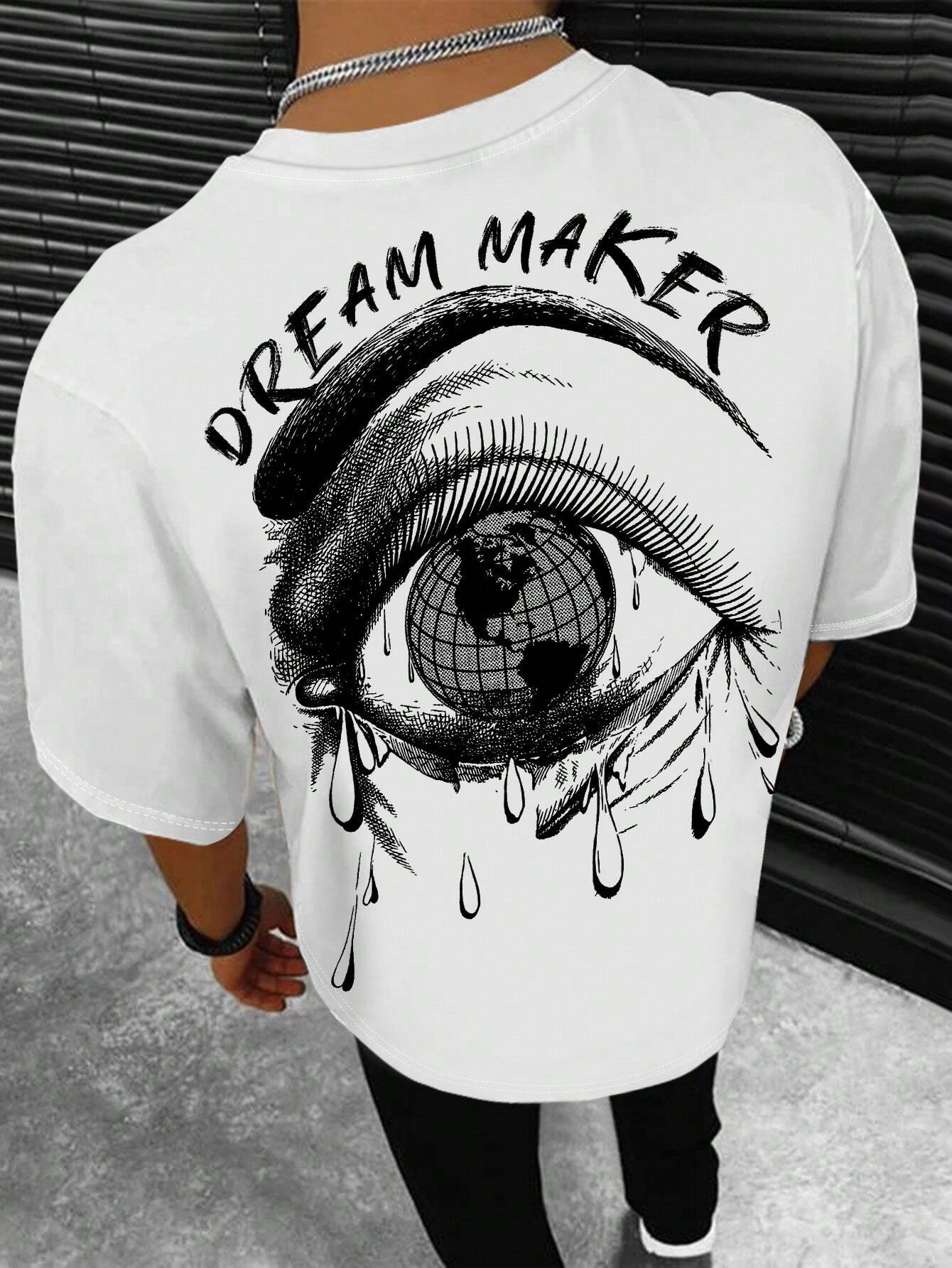 EMRG Men Eye & Letter Graphic Drop Shoulder Tee