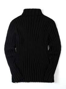 Homme Men Plus Solid Turtleneck Ribbed Knit Sweater