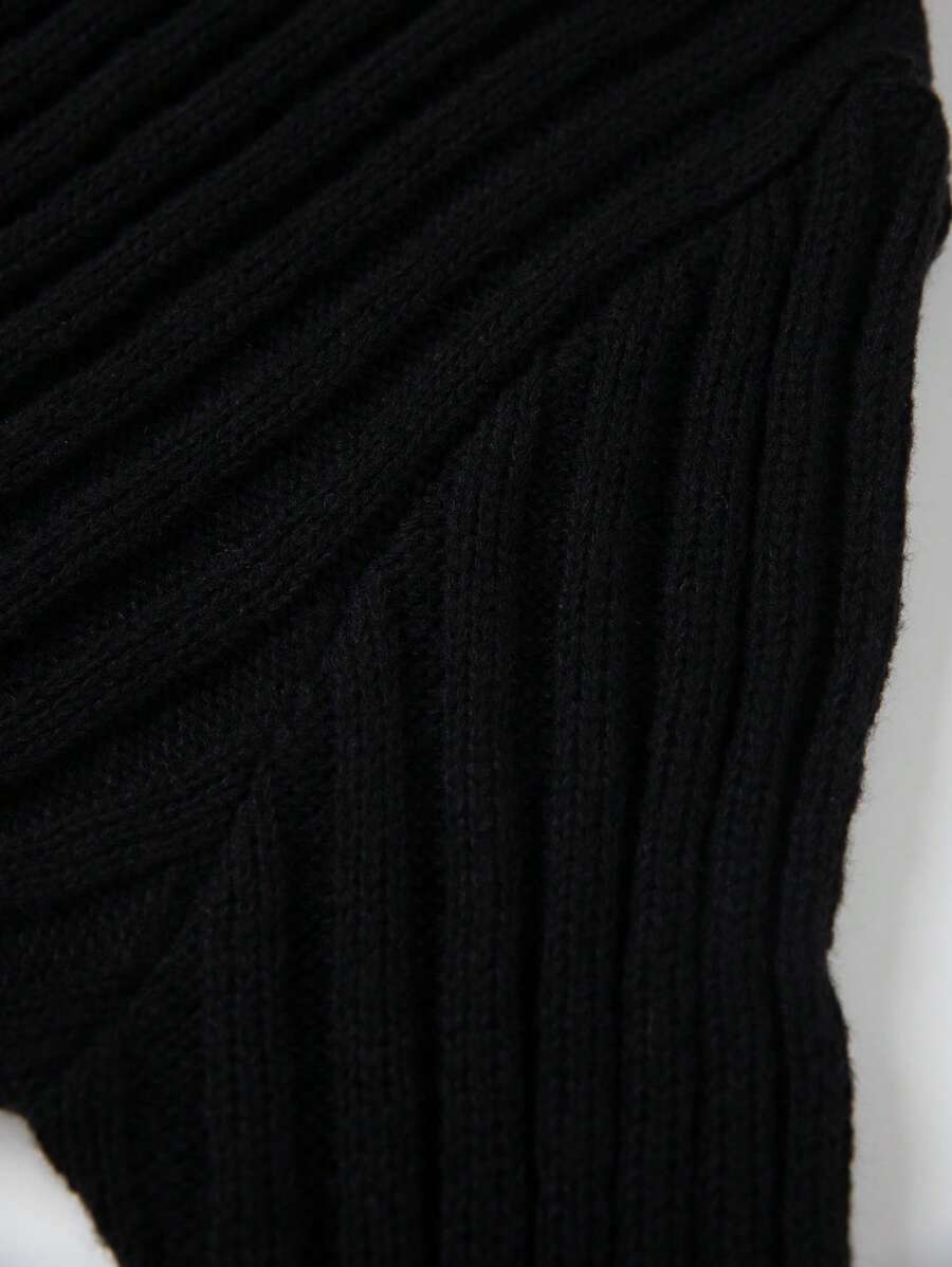 Homme Men Plus Solid Turtleneck Ribbed Knit Sweater