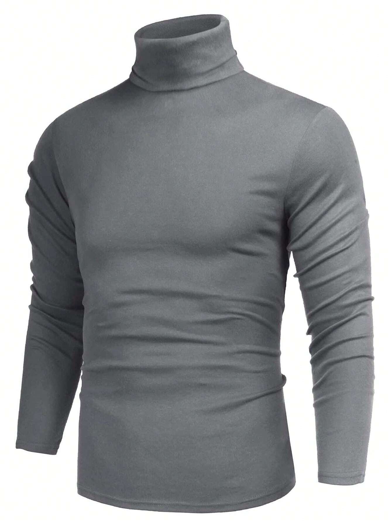 Men Solid Turtleneck Tee