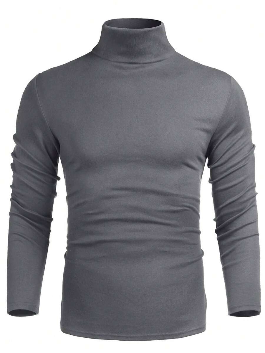 Men Solid Turtleneck Tee