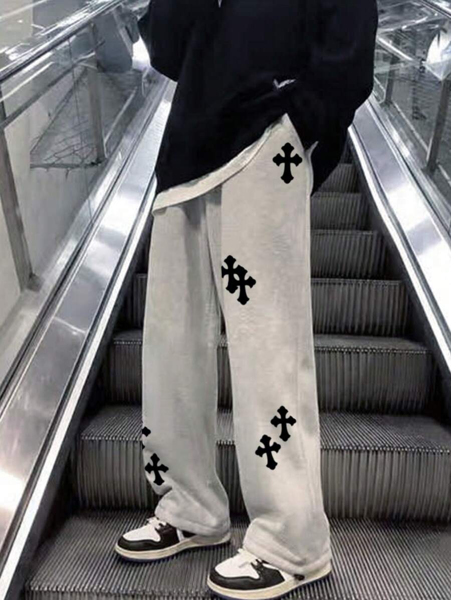 EMRG  Cross Print Drawstring Joggers