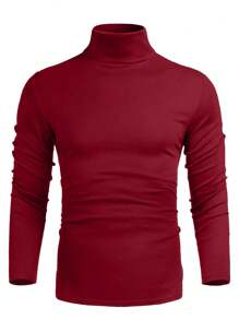 Men Solid Turtleneck Tee