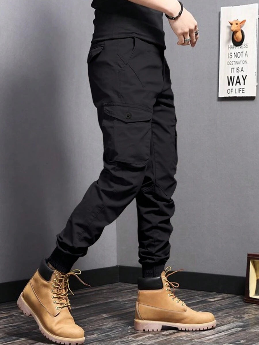 Men Flap Pocket Side Cargo Pants