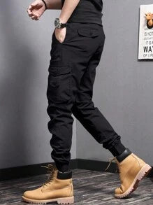 Men Flap Pocket Side Cargo Pants