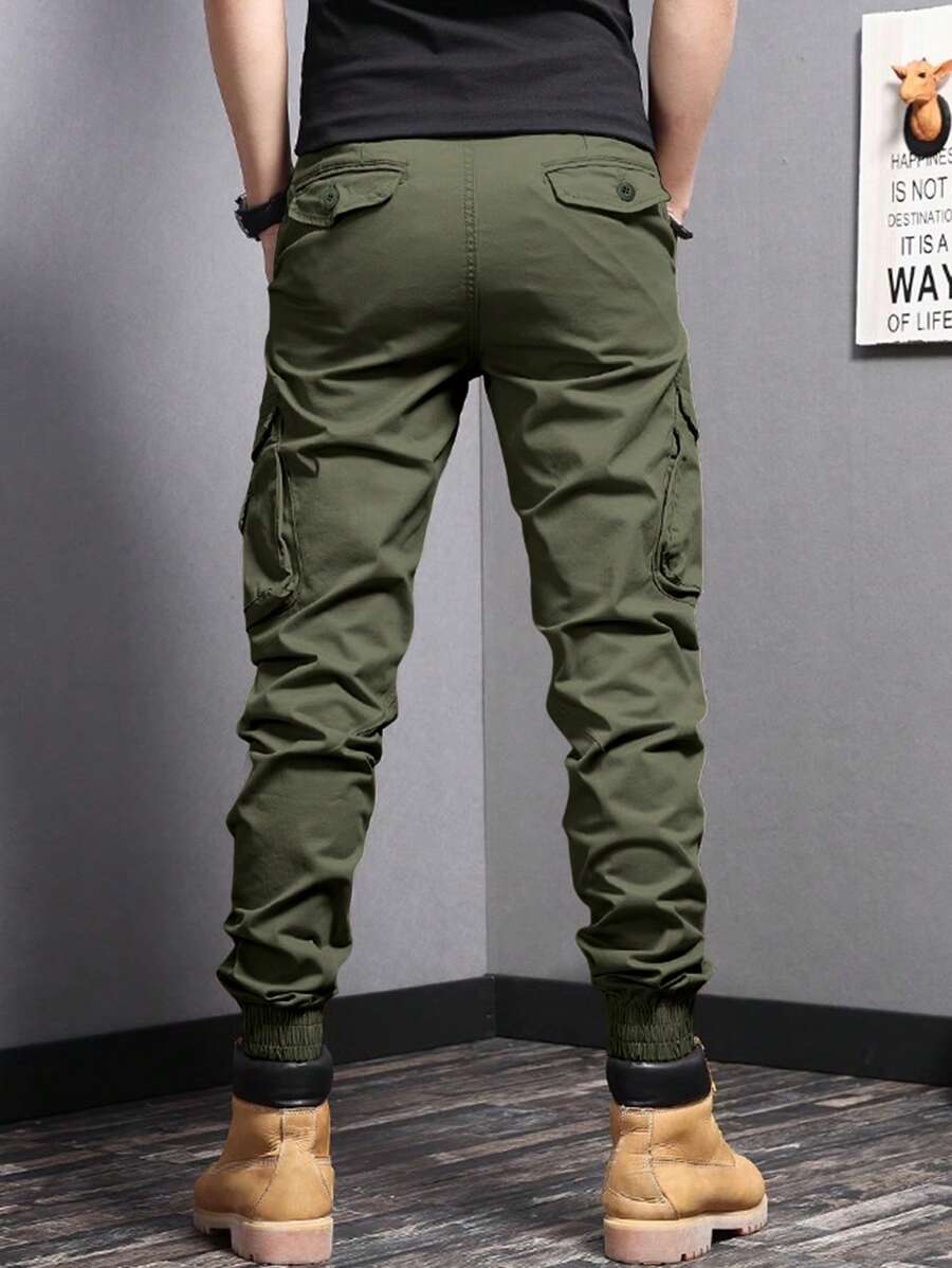 Men Flap Pocket Side Cargo Pants