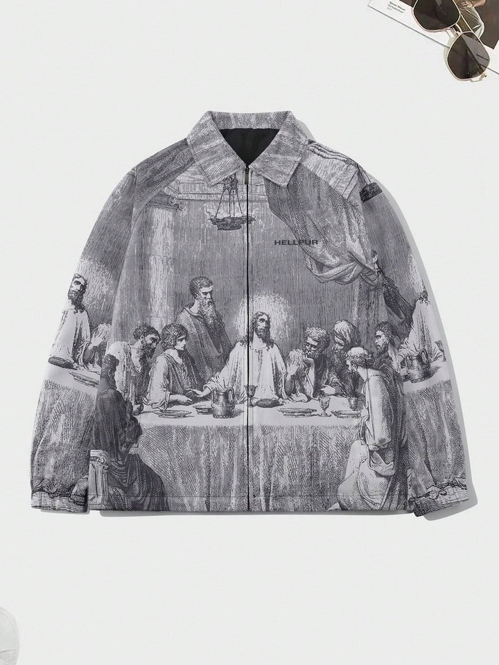 Figure Graphic Raglan Sleeve Jacket - DUVAL