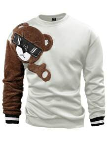 EMRG  Round Neck Sweatshirt, With Bear Embroidery