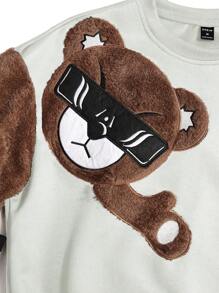 EMRG  Round Neck Sweatshirt, With Bear Embroidery