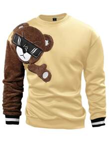 EMRG  Round Neck Sweatshirt, With Bear Embroidery