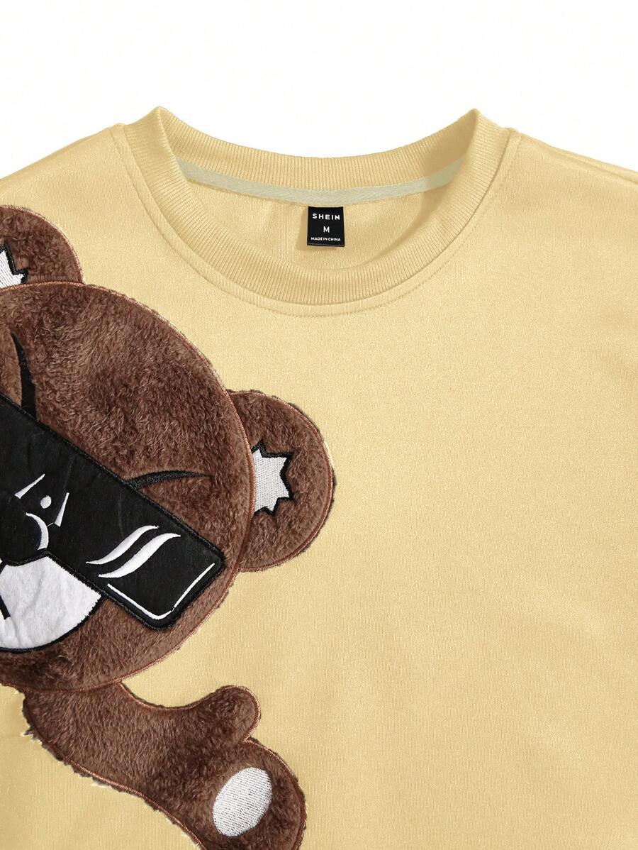 EMRG  Round Neck Sweatshirt, With Bear Embroidery