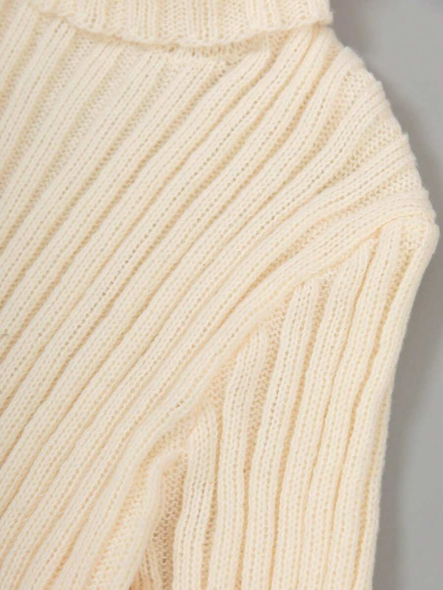 Homme Men Plus Solid Turtleneck Ribbed Knit Sweater