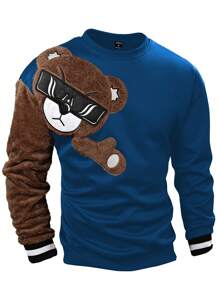 EMRG  Round Neck Sweatshirt, With Bear Embroidery