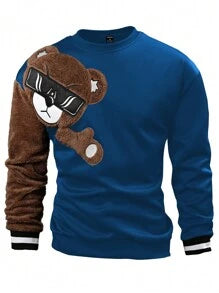 EMRG  Round Neck Sweatshirt, With Bear Embroidery