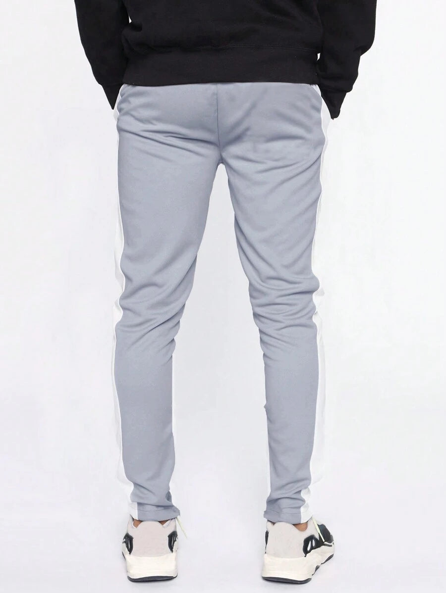 Men Contrast Panel Drawstring Sweatpants