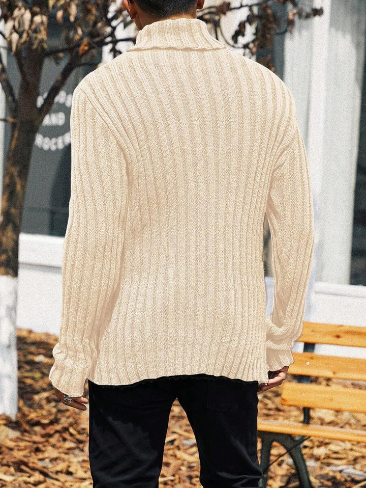 Homme  Plus Solid Turtleneck Ribbed Knit Sweater - DUVAL