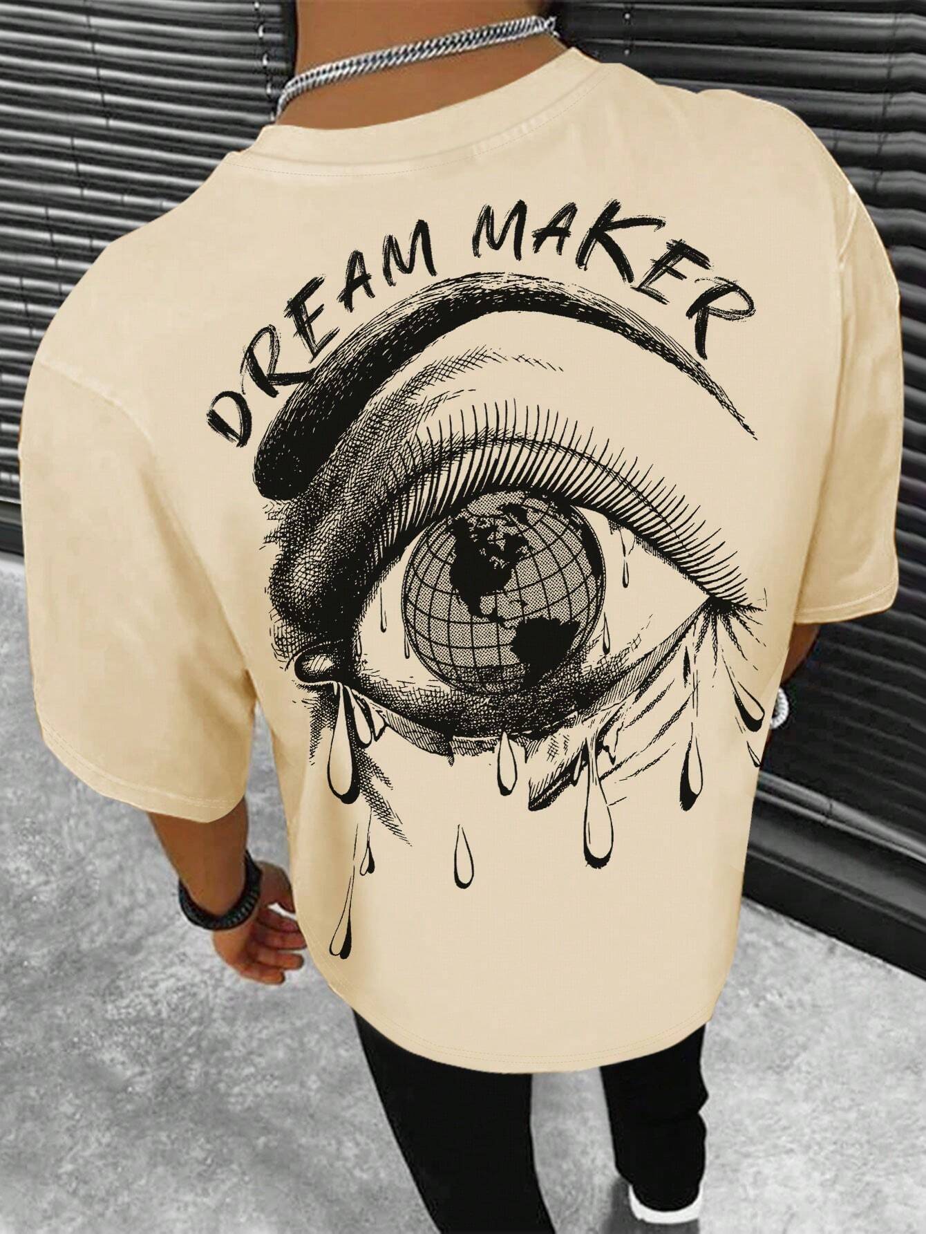 EMRG Men Eye & Letter Graphic Drop Shoulder Tee