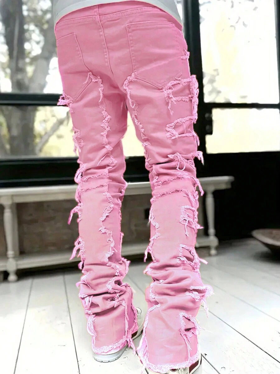 Ripped Frayed Jeans - DUVAL