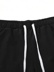 Men Contrast Panel Drawstring Sweatpants