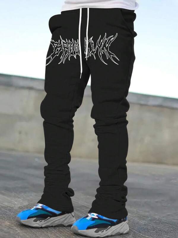 EMRG  Plus Size Letter Printed Drawstring Waist Sweatpants - DUVAL