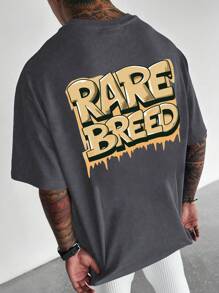 Homme  Slogan Graphic Drop Shoulder Tee - DUVAL