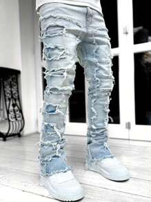 Men Ripped Frayed Jeans