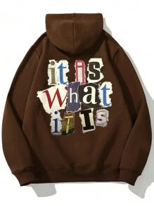 Men Slogan Graphic Hoodie