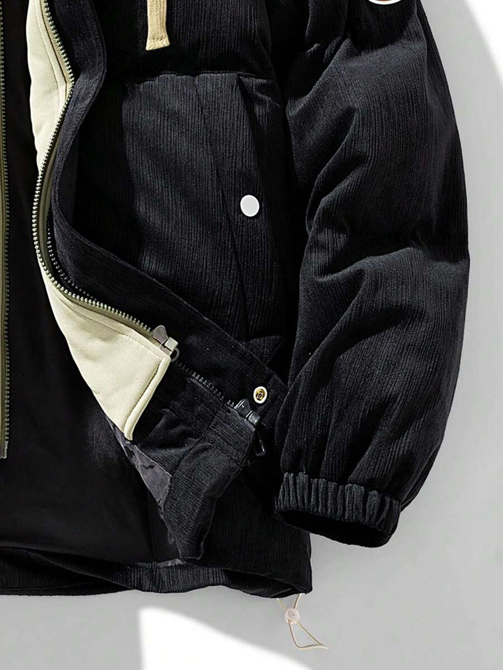 Winter Faux Two-piece Hooded Warm -padded Jacket - DUVAL