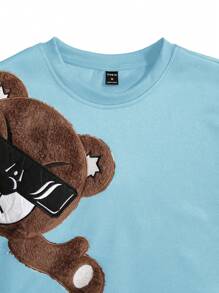 EMRG  Round Neck Sweatshirt, With Bear Embroidery