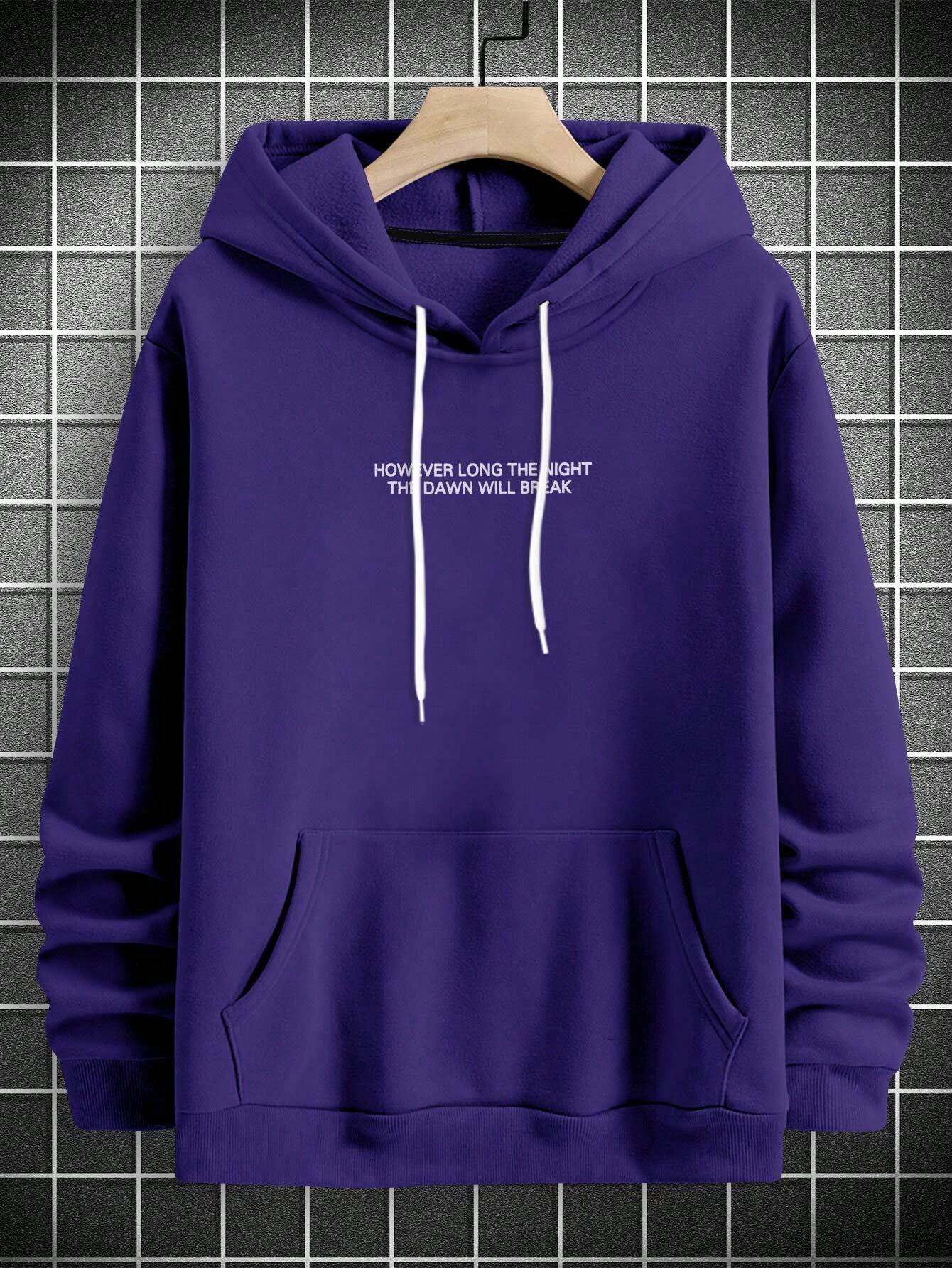 EMRG Men Slogan & Hand Graphic Drop Shoulder Drawstring Hoodie