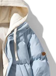 Winter Faux Two-piece Hooded Warm -padded Jacket - DUVAL