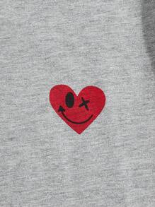 Hypemode  Casual Heart Printed T-shirt - DUVAL