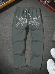 Men Letter Graphic Drawstring Waist Sweatpants