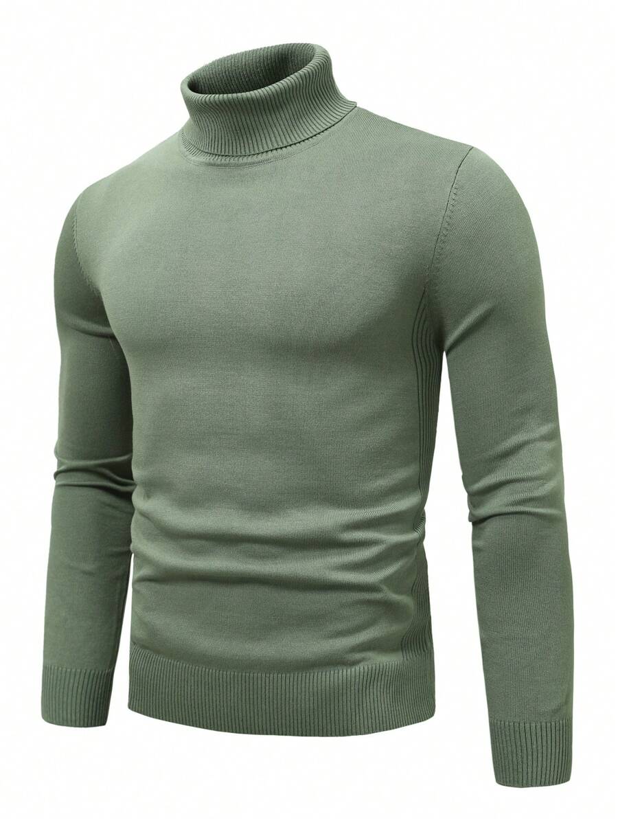 Homme Men Solid Turtleneck Sweater