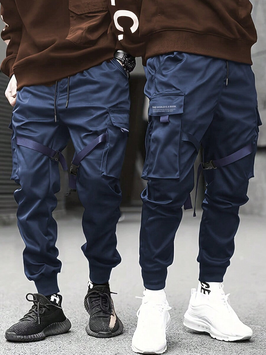 Men Plus 1pc Flap Pocket Cargo Pants