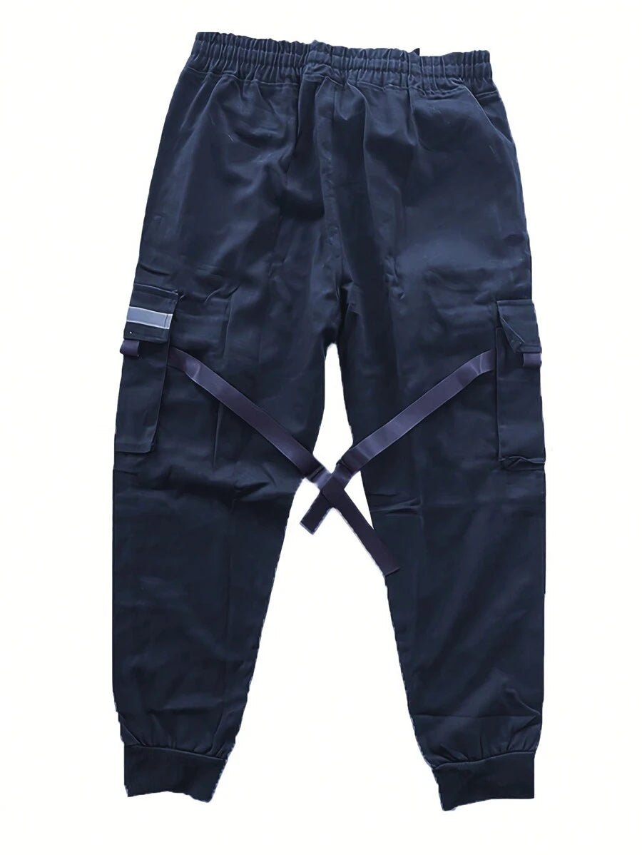 Men Plus 1pc Flap Pocket Cargo Pants